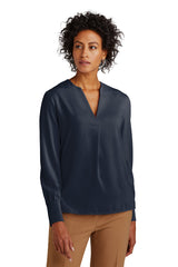 BB18009 Brooks Brothers Women's Open-Neck Satin Blouse