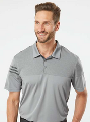 A213  Adidas Heathered 3-Stripes Colorblock Sport Shirt